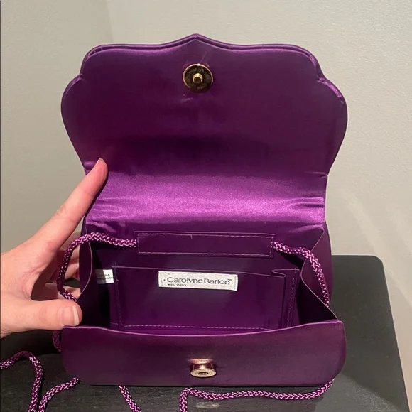 NWOT Elegant Purple Clutch with Jewel Accent - Picture 4 of 6